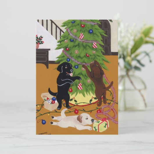 Labrador Retriever kerstboom Kaart (Staand voorkant)