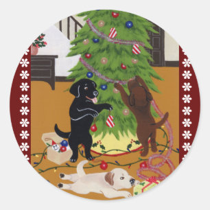 Labrador Retriever kerstboom Ronde Sticker
