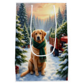 Labrador Retriever Kerstboomgaard Kunst Medium Cadeauzakje (Achterkant)