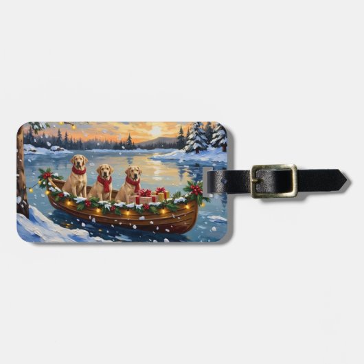 Labrador Retriever Kerstboot Vakantie Bagagelabel (Voorkant horizontaal)