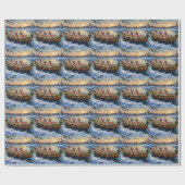 Labrador Retriever Kerstboot Vakantie Cadeaupapier (Vlak)