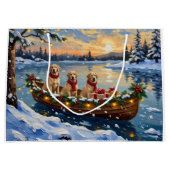 Labrador Retriever Kerstboot Vakantie Groot Cadeauzakje (Voorkant)