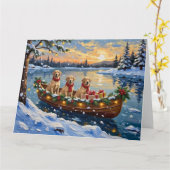 Labrador Retriever Kerstboot Vakantie Kaart (Gele Bloem)