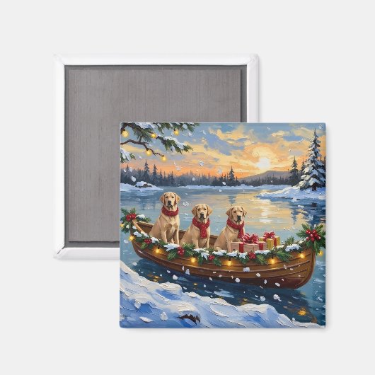 Labrador Retriever Kerstboot Vakantie Magneet (Voorkant / Achterkant)