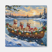 Labrador Retriever Kerstboot Vakantie Magneet (Voorkant)