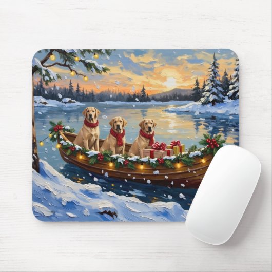 Labrador Retriever Kerstboot Vakantie Muismat (Met muis)
