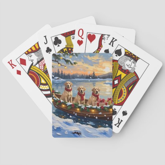 Labrador Retriever Kerstboot Vakantie Pokerkaarten (Achterkant)