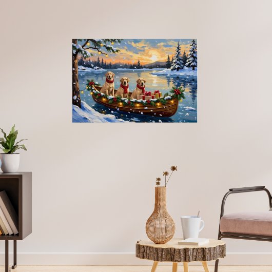 Labrador Retriever Kerstboot Vakantie Poster (Woonkamer 3)