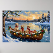 Labrador Retriever Kerstboot Vakantie Poster (Voorkant)