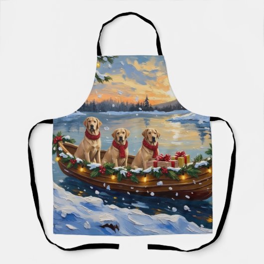 Labrador Retriever Kerstboot Vakantie Schort (Voorkant)