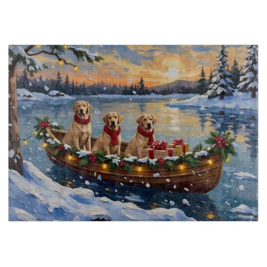 Labrador Retriever Kerstboot Vakantie Snijplank (Voorkant)