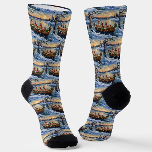 Labrador Retriever Kerstboot Vakantie Sokken (Gebogen)