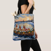 Labrador Retriever Kerstboot Vakantie Tote Bag (Dichtbij)