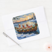 Labrador Retriever Kerstboot Vakantie Vierkante Sticker (Envelop)