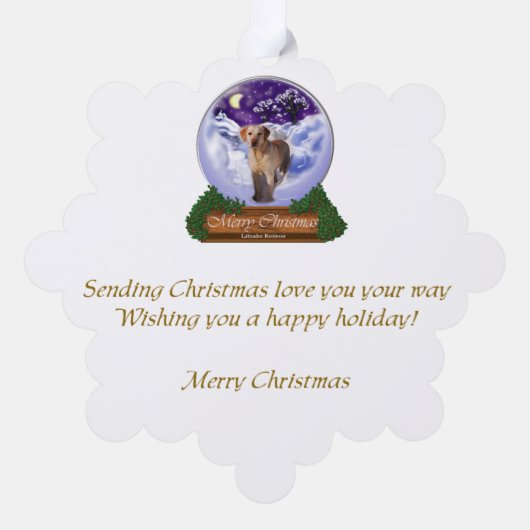 Labrador Retriever kerstcadeaus Ornament Kaart (Achterkant)