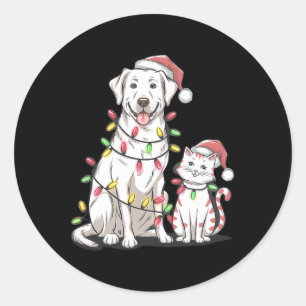 Labrador Retriever Kerstfeest Hond Kat Liefhebber Ronde Sticker