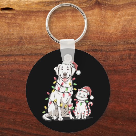 Labrador Retriever Kerstfeest Hond Kat Liefhebber Sleutelhanger (Voorkant)