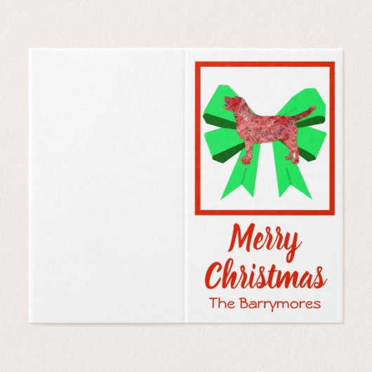 Labrador Retriever, kersthond en Label met blauw c Kaart (Buitenkant ongevouwen)