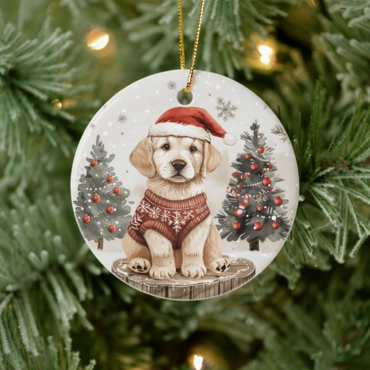 Labrador Retriever Kersthond Keramisch Ornament (Boom)