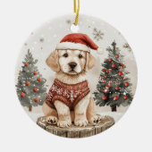 Labrador Retriever Kersthond Keramisch Ornament (Voorkant)