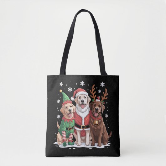 Labrador Retriever Kersthonden Kerstman Rendier Tote Bag (Voorkant)
