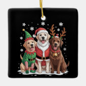 Labrador Retriever Kersthonden Santa Reindeer Keramisch Ornament (Voorkant)