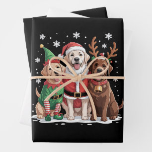 Labrador Retriever Kersthonden Santa Rendier Inpakpapier Vel