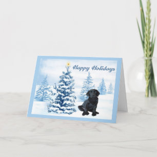 Labrador Retriever kerstkaart Blue Tree10 Feestdagen Kaart