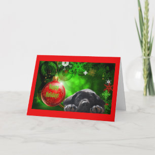 Labrador Retriever kerstkaart Red Ball12 Feestdagen Kaart