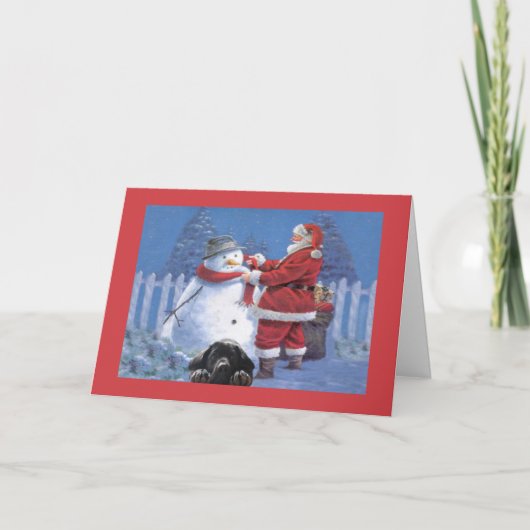 Labrador Retriever kerstkaart Santa Snowman11 Feestdagen Kaart (Voorkant)