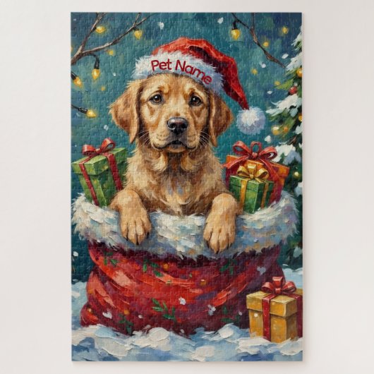 Labrador Retriever Kerstman Zak Avontuur Legpuzzel (Verticaal)