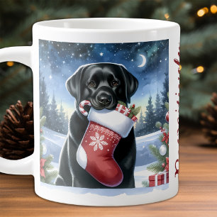 Labrador Retriever Kerstmis Kous Puppy Hond Grote Koffiekop
