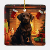 Labrador Retriever Kerstmis, Opknoping Decoratie (Achterkant)