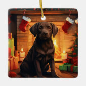 Labrador Retriever Kerstmis, Opknoping Decoratie (Voorkant)