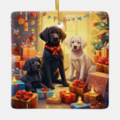 Labrador Retriever Kerstmis, Opknoping Decoratie (Voorkant)