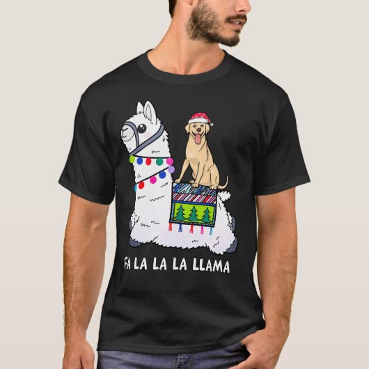 Labrador Retriever Kerstmis Rijden Llama T-shirt (Voorkant)