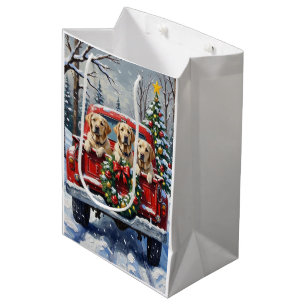 Labrador Retriever Kerstmis Rode Truck Holiday Medium Cadeauzakje