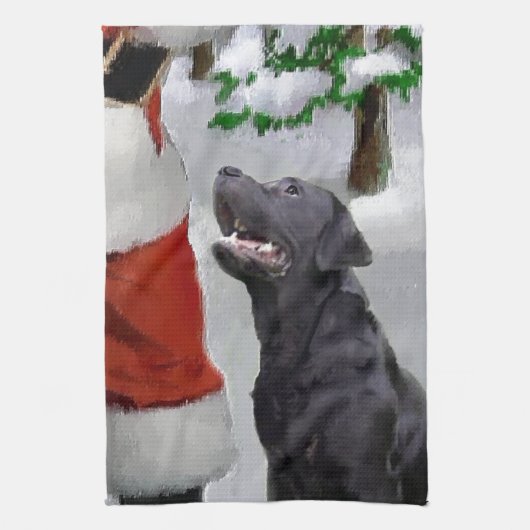 Labrador Retriever Kerstmis Theedoek (Verticaal)