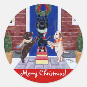 Labrador Retriever Kerstplezier Ronde Sticker