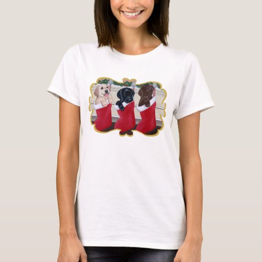 Labrador Retriever kerstPuppies schilderen T-shirt (Voorkant)