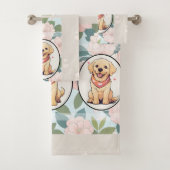 Labrador Retriever klassieke bloemen achtergrond Bad Handdoek (Insitu)