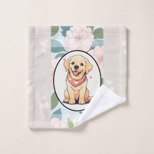 Labrador Retriever klassieke bloemen achtergrond Bad Handdoek (Wasdoekje)