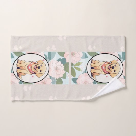Labrador Retriever klassieke bloemen achtergrond Bad Handdoek (Handdoek)