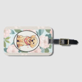 Labrador Retriever klassieke bloemen achtergrond Bagagelabel (Voorkant (horizontaal))