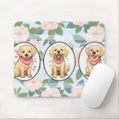 Labrador Retriever klassieke bloemen achtergrond Muismat (Met muis)
