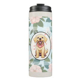 Labrador Retriever klassieke bloemen achtergrond Thermosbeker