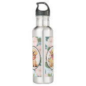 Labrador Retriever klassieke bloemen achtergrond Waterfles (Achterkant)