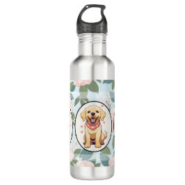 Labrador Retriever klassieke bloemen achtergrond Waterfles