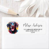 Labrador Retriever Kleurrijke hond Retouradres Etiket (Insitu)