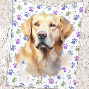 Labrador Retriever Kleurrijke Paw Prints Hondenlie Fleece Deken